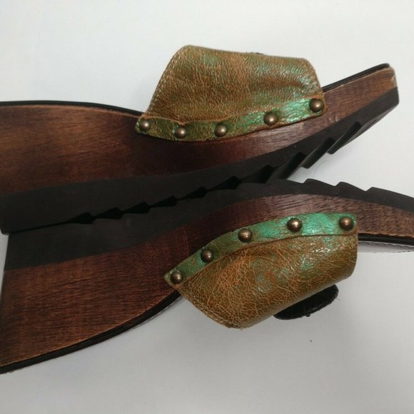 DONALD J PLINER Wedge Olive Green Slides Sandals 7 - Picture 8 of 12